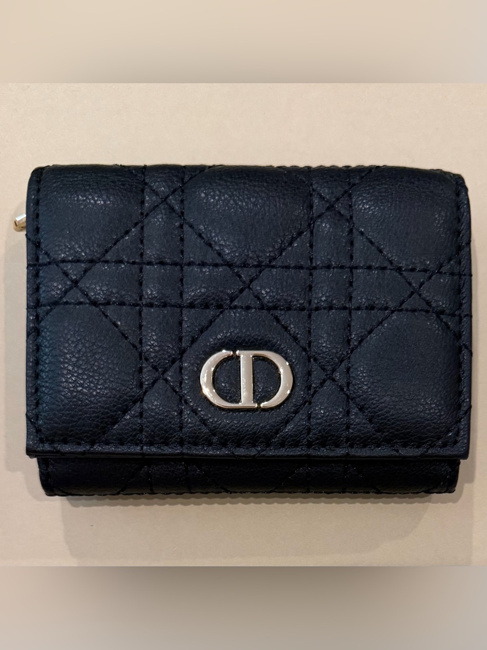 Dior Black Quilted CD Logo Compact Wallet